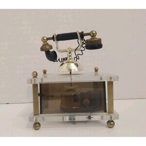 Vintage 1970s Westland Original Japan Telephone Music Box Clear Lucite Edelweiss